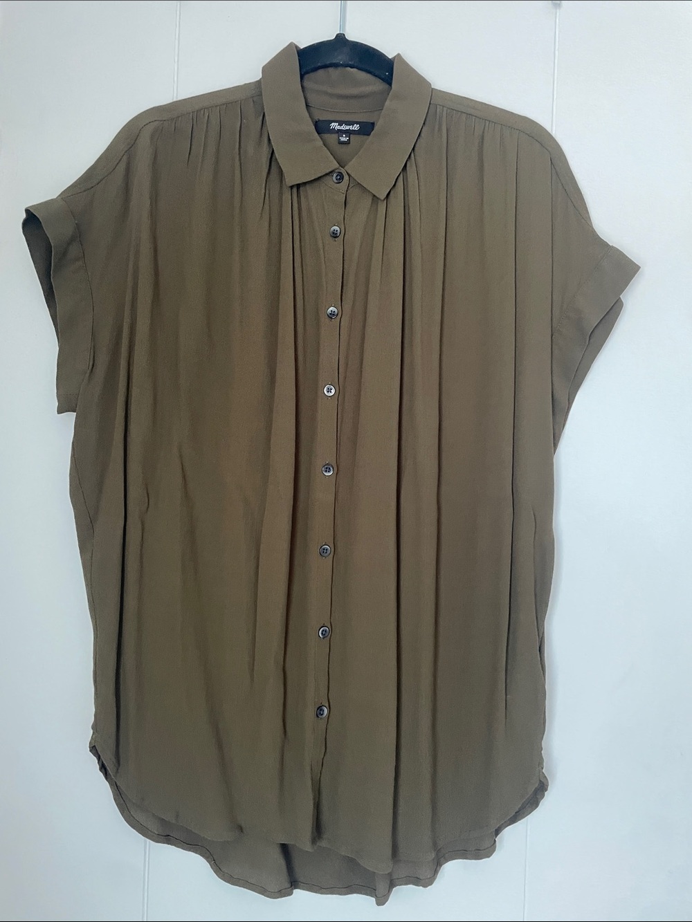 Madewell Olive Green Lightweight Button-Up Blouse
